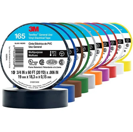 3M™ Temflex™ Vinyl Electrical Tape 165 (black & colors) - Elliott Group  International